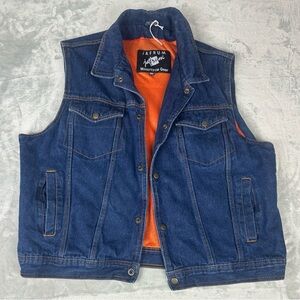 Vintage Denim Vest Jacket Coat Mesh Lined Heavy Snap 3XL SEE MEAS Trucker Jafrum